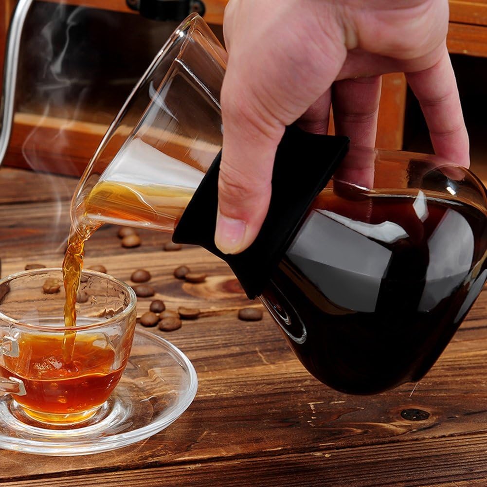 Kaffeekanne aus Glas, 400ml Pour Over Kaffeebereiter mit Edelstahl Filter, Wiederverwendbar Manuell