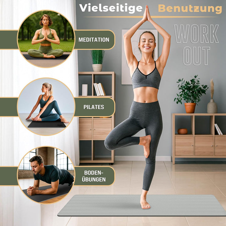 RE:SPORT Yogamatte Phthalatfrei | Gymnastikmatte rutschfest | Fitnessmatte schadstofffrei | Training