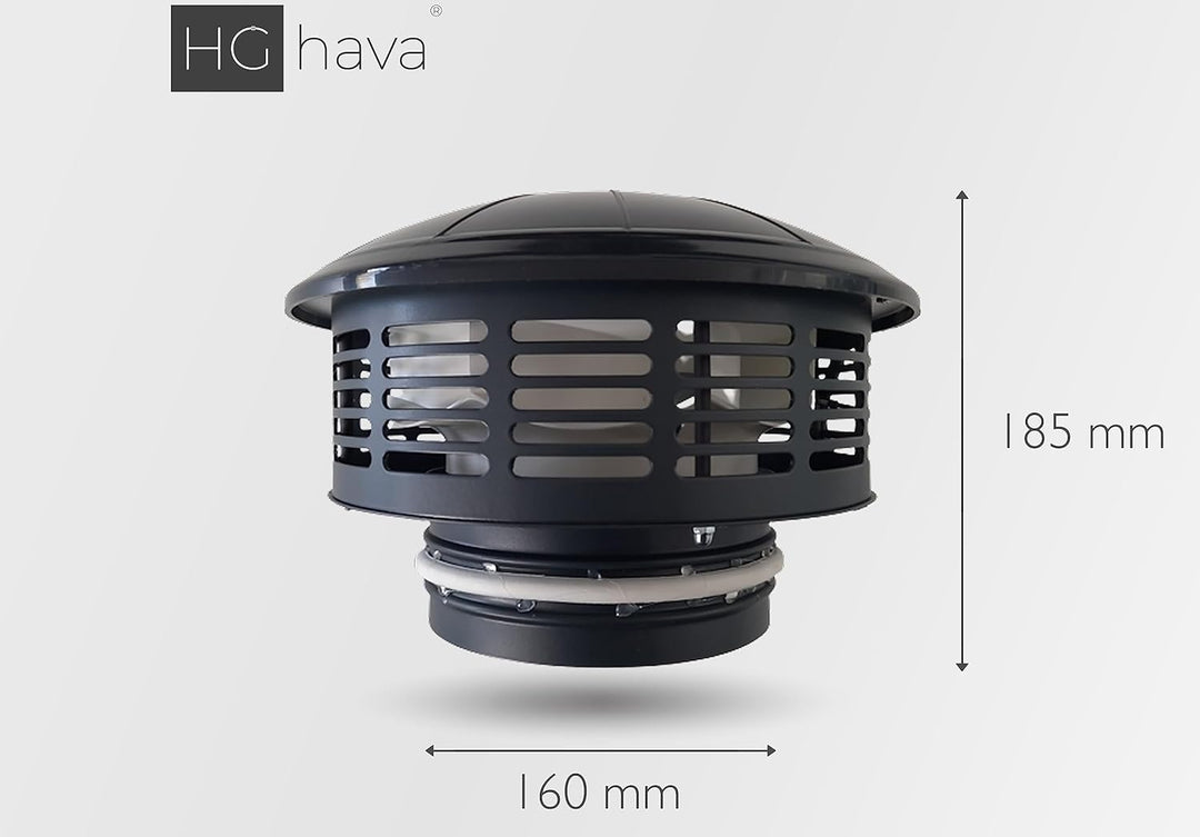 HG hava Dachventilator mit 160 mm Durchmesser, Industrie-Abzugsventilator, Maximaler Luftstrom 500 m