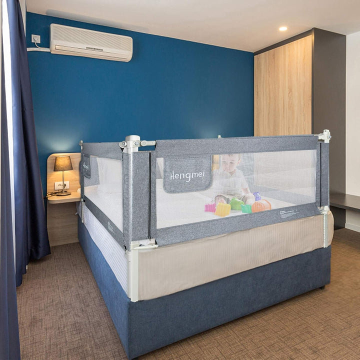 JOIEYOU Bettgitter Rausfallschutz Bett Höhenverstellbar 150cm Bettschutzgitter mit Schnallendesign f