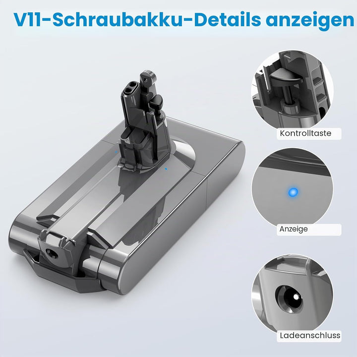 ASUNCELL 3900mAh V11 Akku für Dyson (Schraube Typ Installationsart), 25.2V Ersatzakku für Dyson SV14