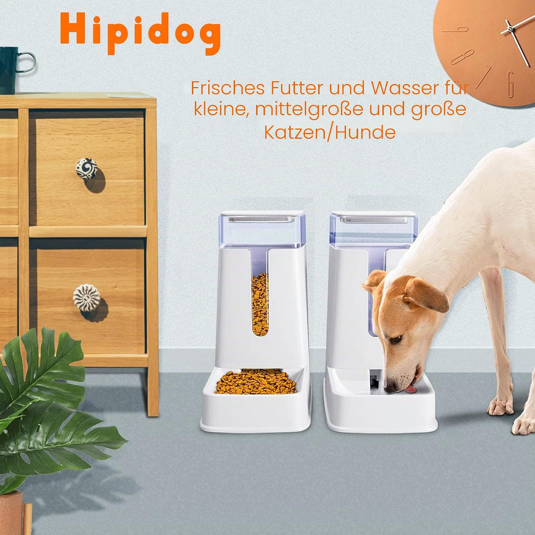 Automatischer Futterspender für Hunde und Wasserspender, Weiss