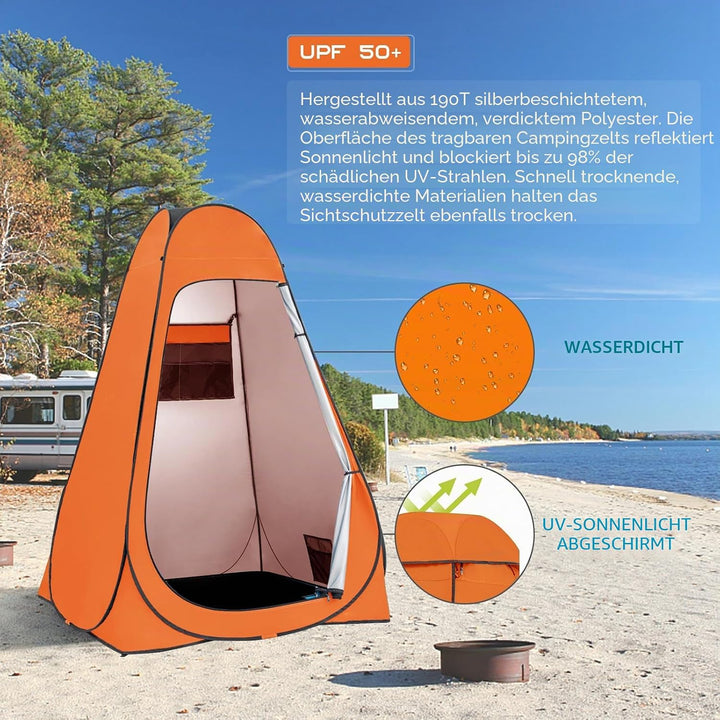 BRIAN & DANY Duschzelt Camping, Pop Up Toilettenzelt, Tragbares Umkleidezelt mit Regenschutz und Fen