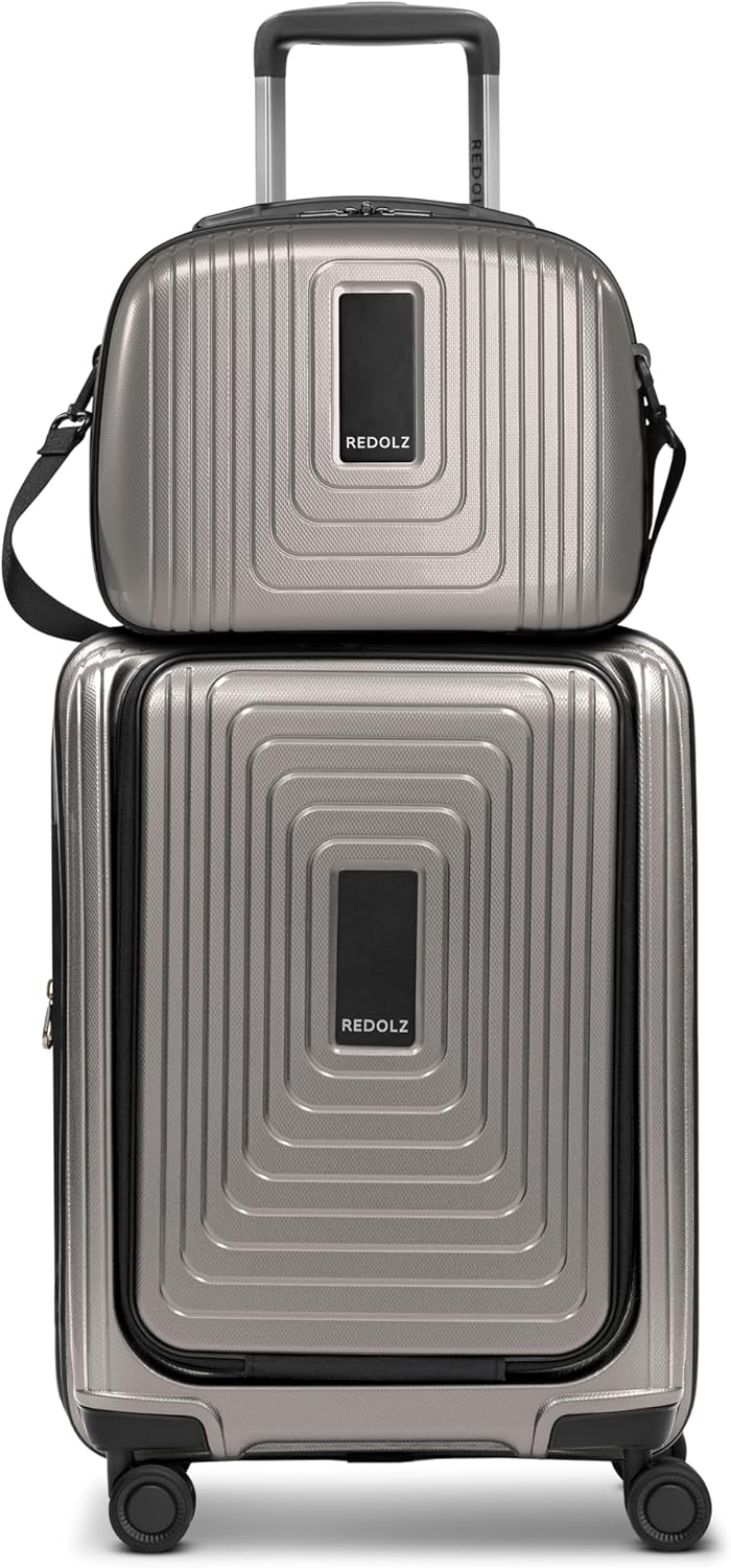 REDOLZ Hartschalen Koffer-Set 2-teilig Laptopfach Beauty Case | 40 x 23 x 55 cm, 34 x 17 x 27 cm, La