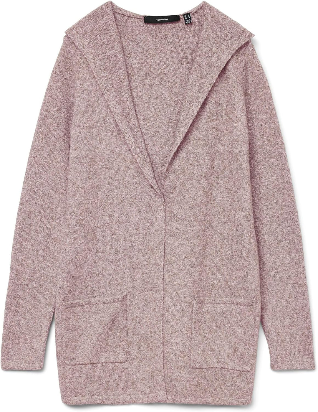 VERO MODA Damen Vmdoffy Ls Open Hood Cardigan Ga Noos Strickjacke, Woodrose/Detail:melange