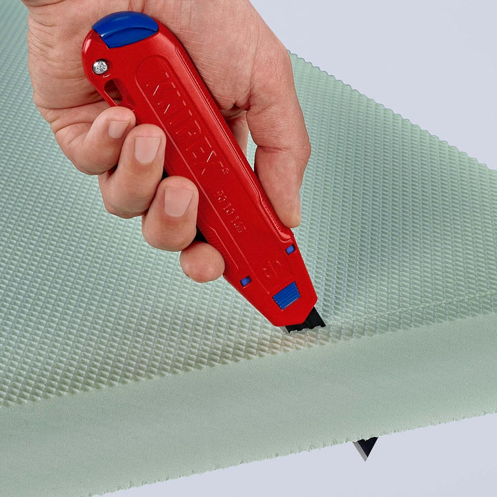 KNIPEX CutiX® Universalmesser, mit Stabilisierungsschiene, Klingenverriegelung, 18 mm Abbrechklinge,