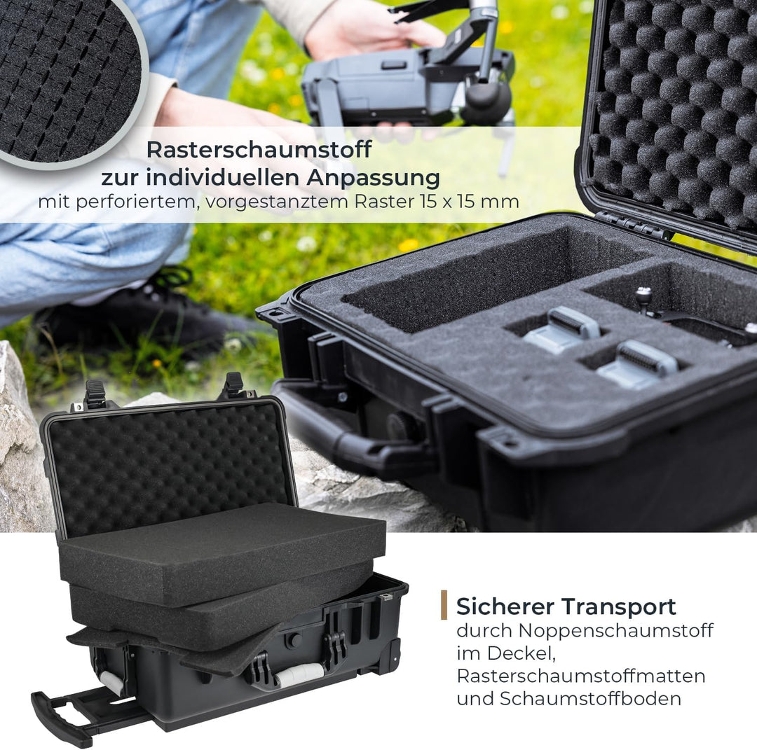 HMF ODK400 Outdoor-Trolley, Fotokoffer mit Rasterschaumstoff | 56 x 34,5 x 23 cm