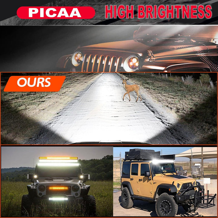 PICAA 3 Rows Gewölbt 22 Zoll LED Lightbar 270W mit Kabelbaum Kit Lichtbalken Arbeitsscheinwerfer Flu