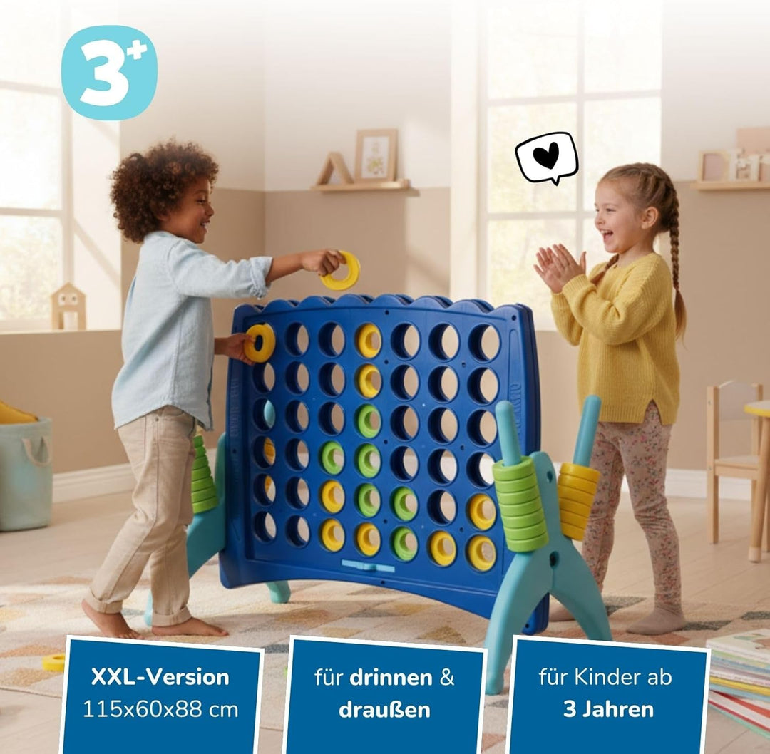 alldoro 60010 XXL 4 gewinnt, 115 x 60 x 88 cm, wetterfestes &amp; extra grosses Familienspiel mit 42 Ste
