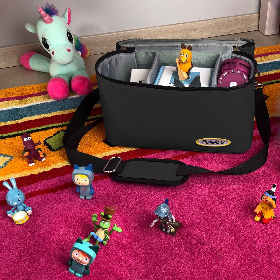 PUNALU grosse Tasche für Toniebox, Platz für 68 Tonie Hörfiguren, Toniebox Tasche (schwarz), Schwarz