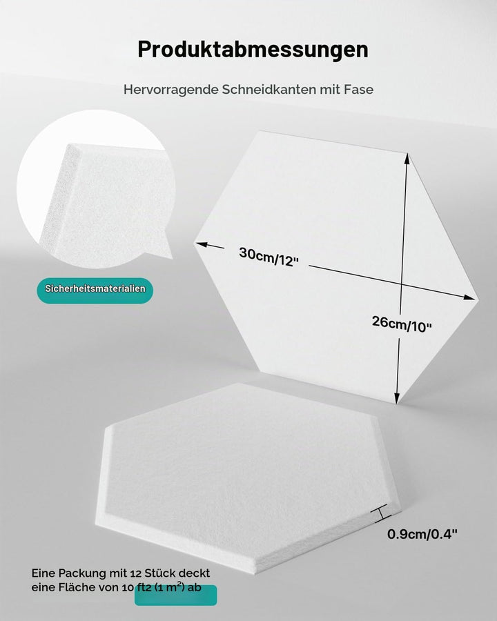 Hexagon Akustikplatten Selbstklebend Soundsbay 12 Stück Schallschutzplatten Hohe Dichte Akustik Pane