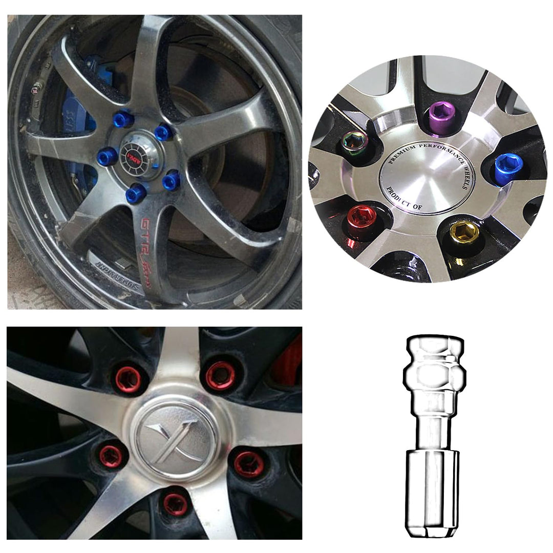 20 Stück Kegel 60° 45mm Schmal Sechskantschlüssel Stahl Lug Nuts M12 x 1,25 Radmuttern (Schwarz), Sc