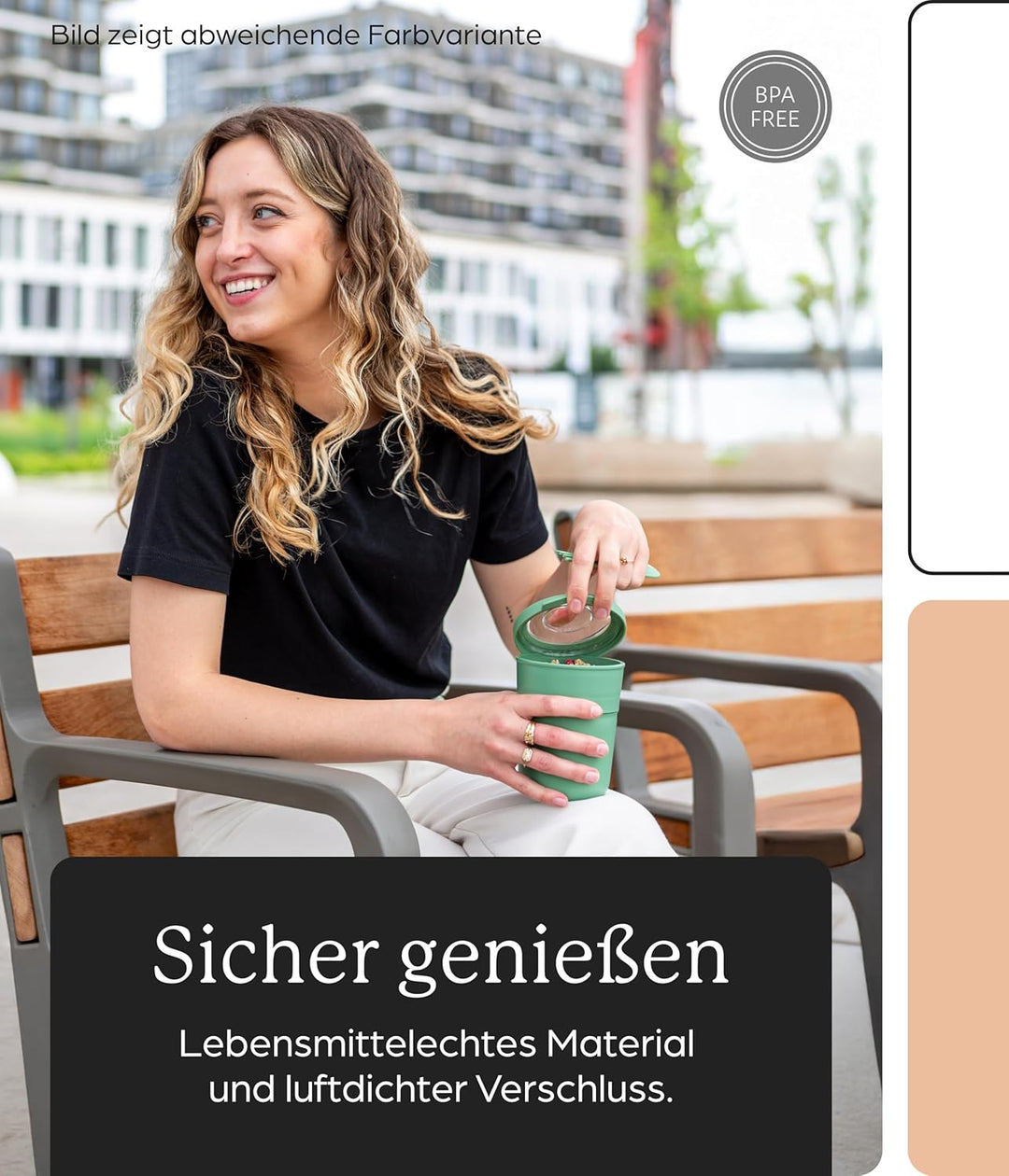 Amuse Müslibecher To Go | 450ml + 150ml | ideal für Overnight Oats, Granola, Meal Prep | Joghurtbech