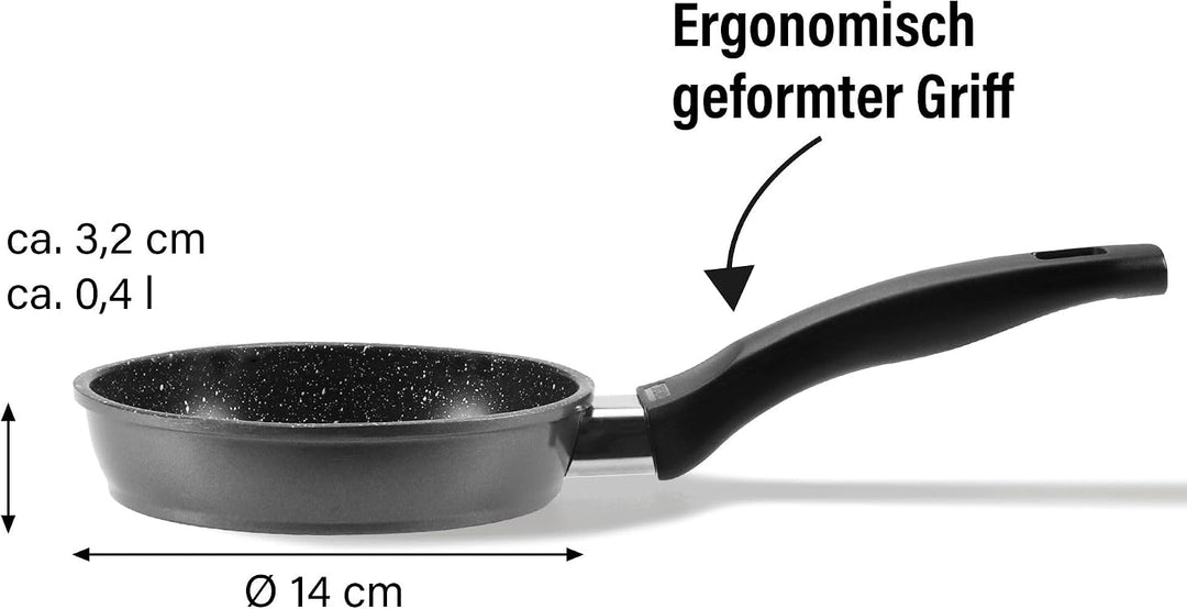 STONELINE Bratpfanne, 14 cm, antihaftbeschichtete Pfanne mit echten Steinpartikeln, alle Herdarten i