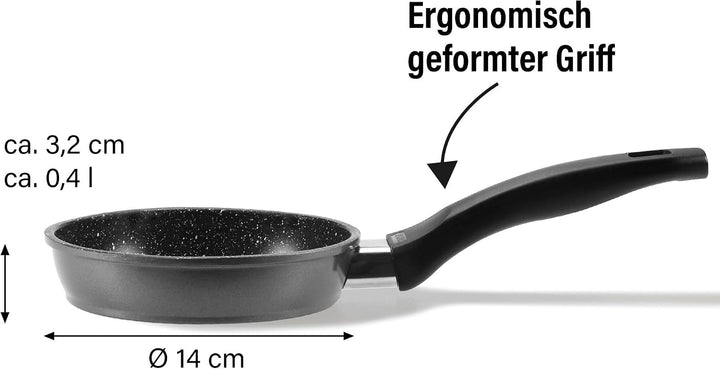STONELINE Bratpfanne, 14 cm, antihaftbeschichtete Pfanne mit echten Steinpartikeln, alle Herdarten i