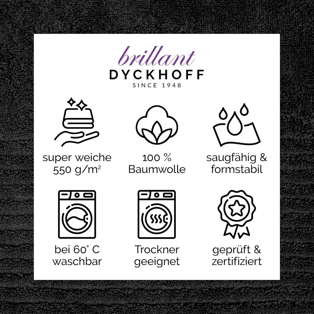 Dyckhoff 0410996115 Handtuchset "Brillant", 2 Badetücher / Duschtücher 70 x 140 cm und 4 Handtücher