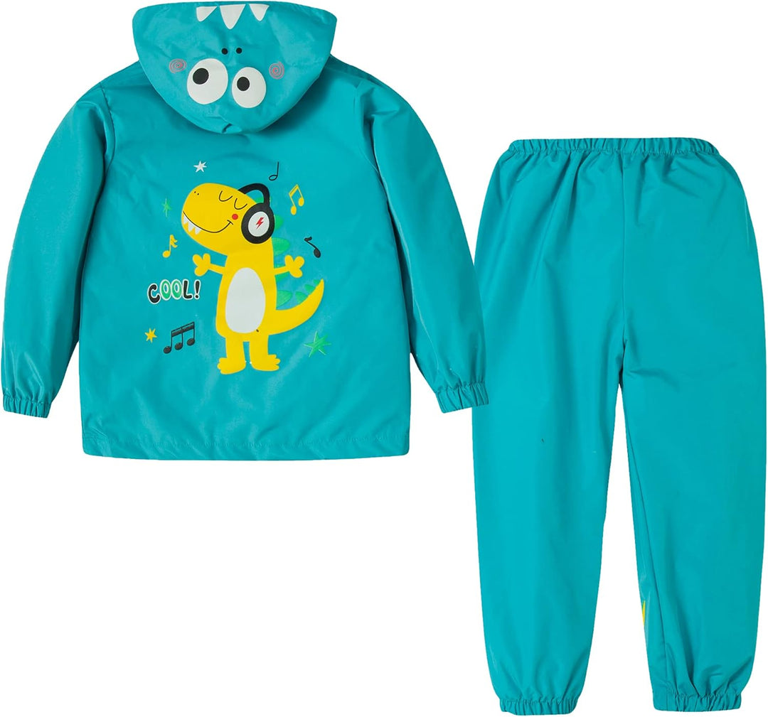 LZH garçons filles imperméable, veste à capuche imperméable manteau pantalon costume 2 pièces ensemb