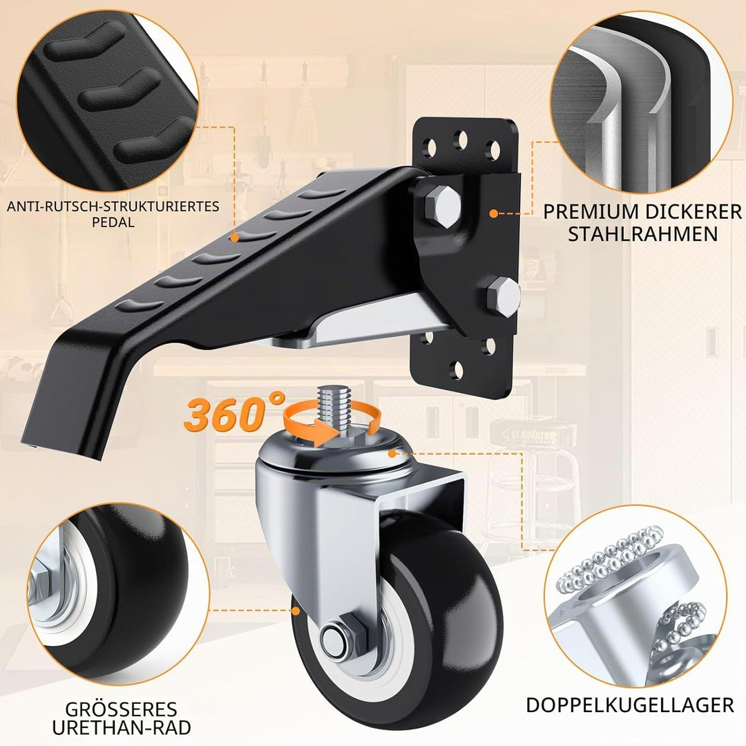SOLEJAZZ Workbench Caster Kit 300KG Kapazität 4 Hochleistungs-einziehbare Workbench-Rollen Räder Ure