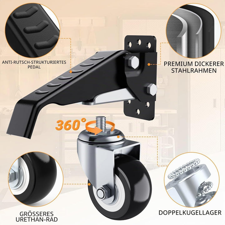 SOLEJAZZ Workbench Caster Kit 300KG Kapazität 4 Hochleistungs-einziehbare Workbench-Rollen Räder Ure