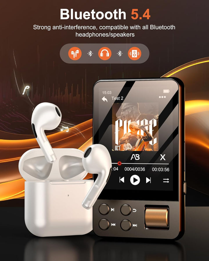 64GB MP3 Player Bluetooth 5.4 mit Kopfhörer, MP3 Player Kinder mit 2.4 Zoll Touchscreen, Musikplayer