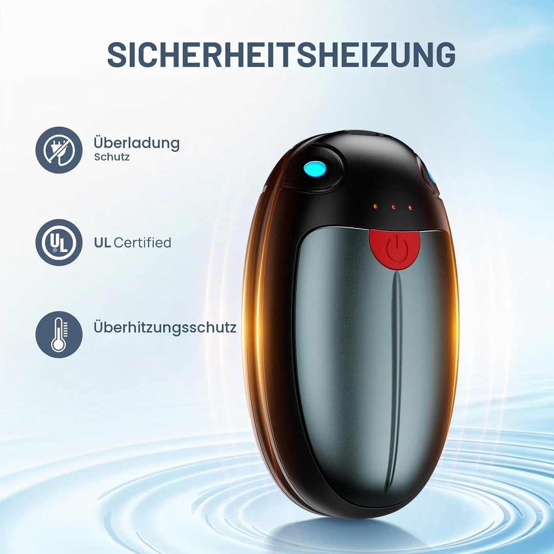 Handwärmer Wiederaufladbar, Handwärmer Elektrisch 2er-Set 20 Stunden Wärme, Elektrische Tragbare Tas