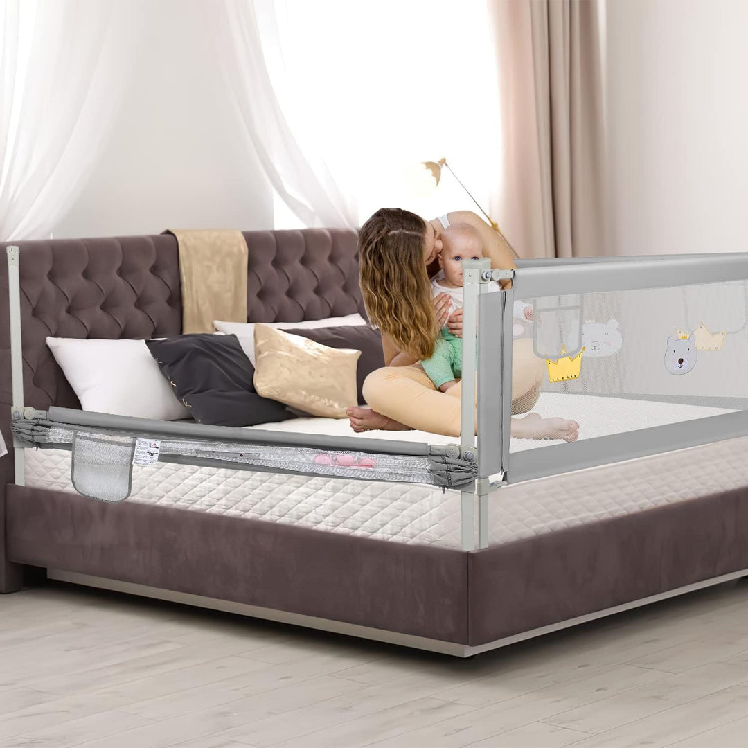 Ikodm 2X 150cm Bettgitter, Bettschutzgitter Höhenverstellbar von 70-98cm, Rausfallschutz Bett, Kinde