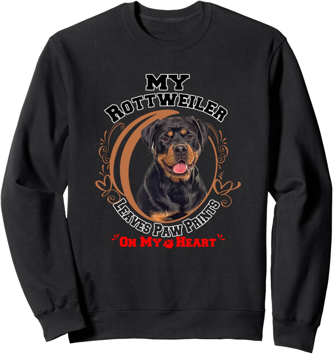 Rottweiler Hundetatzen-Druck auf meinem Herz Sweatshirt