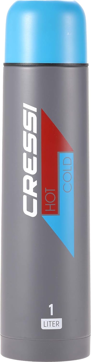 Cressi Unisex-Adult Stainless Steel Thermal Flask 1 l Sport-Thermoflasche aus Edelstahl, Antrazit/Aq