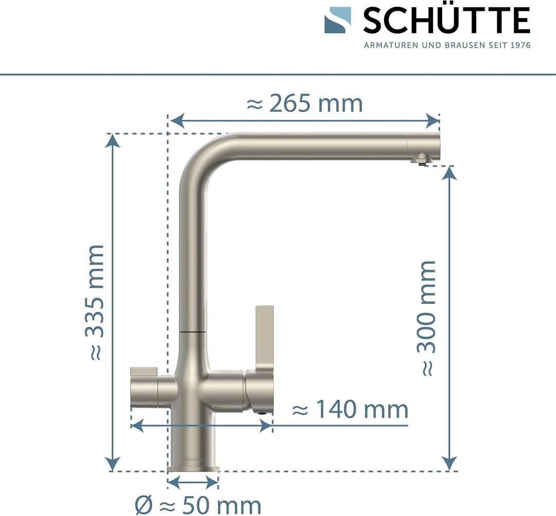 SCHÜTTE 99805 AQUASTAR PRO Trinkwasser-Spültischarmatur mit Filtersystem, 3 Wege Küchenarmatur, Küch