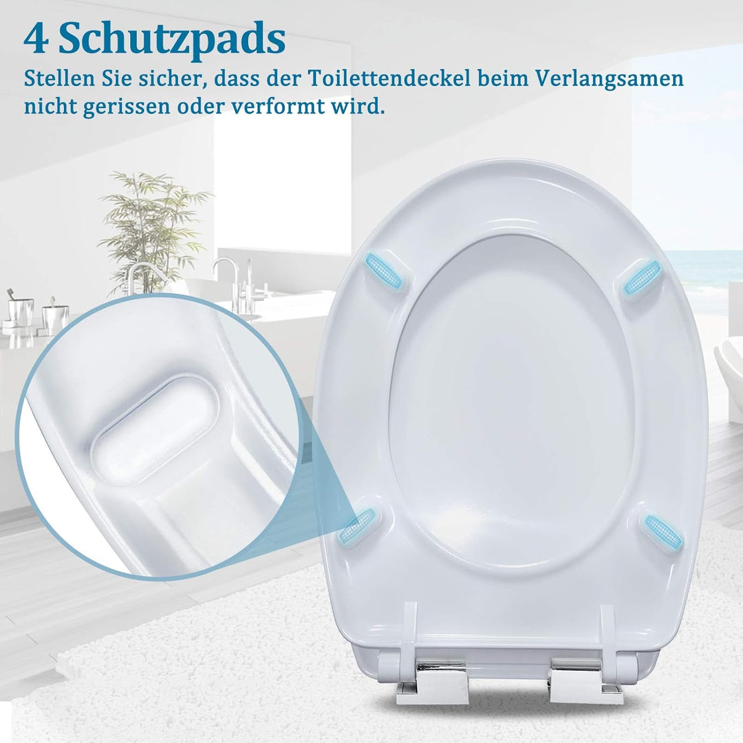 LILIIN Toilettendeckel WC Sitz, Absenkautomatik &amp; Quick-Release, Antibakteriell, Duroplast Klodeckel