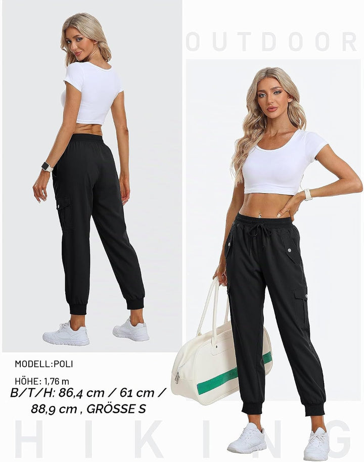 JINSHI Damen Wanderhose Cargohose Leichte Jogginghose Freizeithose Atmungsaktiv Funktionshose Outdoo