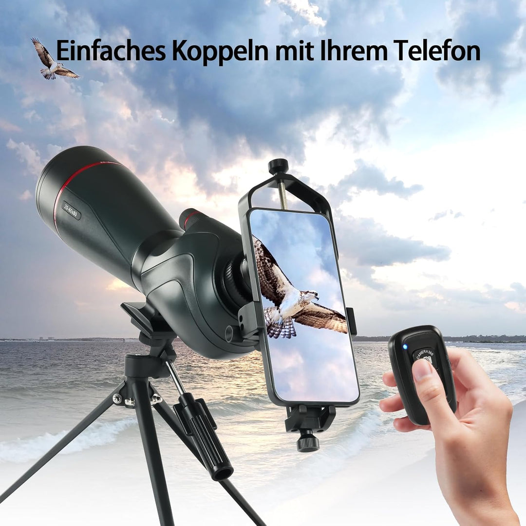 Svbony SV406 20–60x80 mm Spektiv mit Telefon Adapter, HD FMC BAK4 mit Dual Focus, 1.25'' Abnehmbares