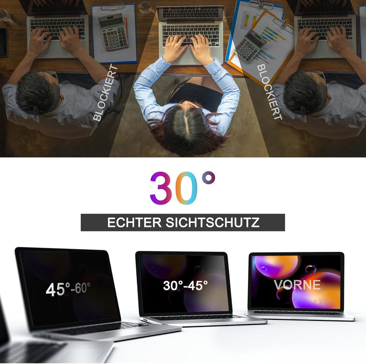 Fluflyer 13,3 Zoll Laptop Blickschutzfolie 16:9, Anti-Blaulicht, Blendfrei, Augenschutz, Anti-Reflex