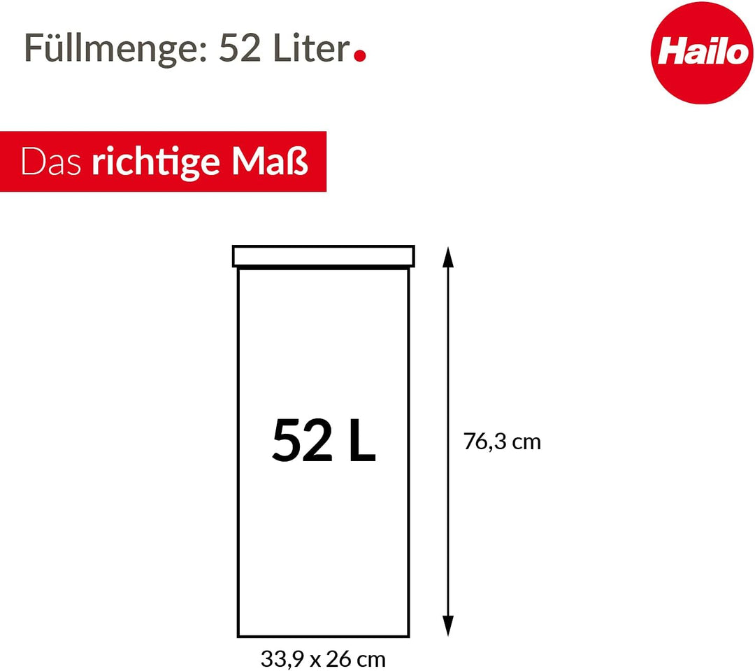 Hailo Big-Box Swing XL Mülleimer - 1 x 52 Liter - selbstschliessender Schwingdeckel - Stahlblech - M