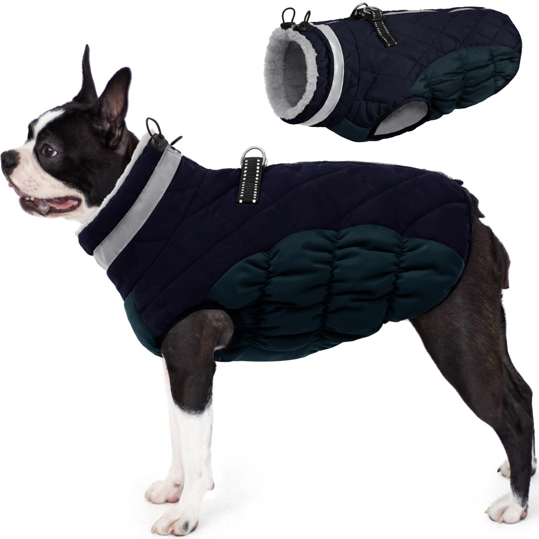 AOFITEE Hundejacke Kleine Hunde, Wasserdicht Hunde Wintermantel Warm Hundemantel mit Geschirr, Rollk