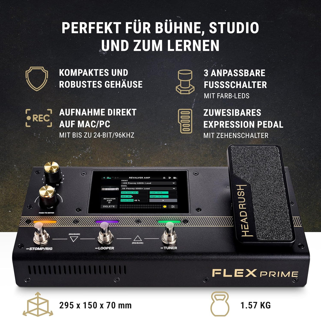 HeadRush Flex Prime Gitarre und Bass Multi-Effekt Pedal und Amp Modeling Prozessor mit Touchscreen,