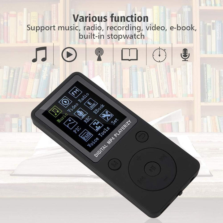 Diyeeni MP4-Player mit Kopfhörer, wiederaufladbarer MP3-Player mit UKW-Radio, Sprachaufzeichnung, Vi