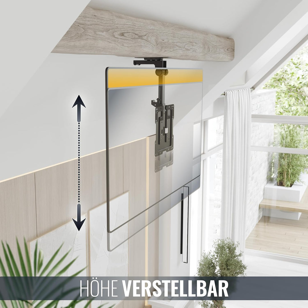 RICOO Monitor und TV Deckenhalterung für Fernseher 19-43 Zoll, Klappbar, Schwenkbar Höhenverstellbar