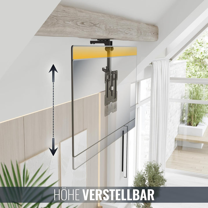 RICOO Monitor und TV Deckenhalterung für Fernseher 19-43 Zoll, Klappbar, Schwenkbar Höhenverstellbar