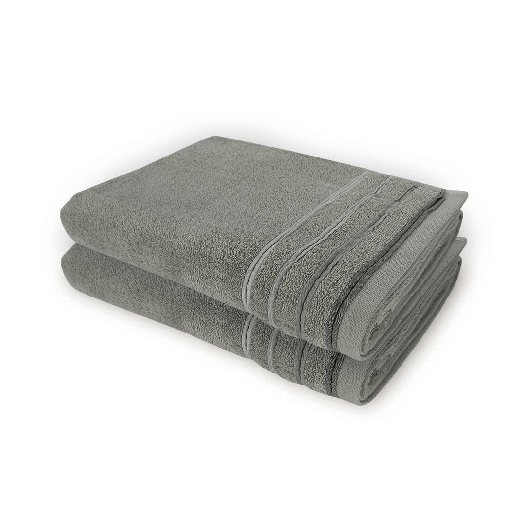 WohnDirect Duschtuch Set 2 teilig - 2 Badetücher (70x140) - Frottee 100% Baumwolle - Grau 2 Badetüch