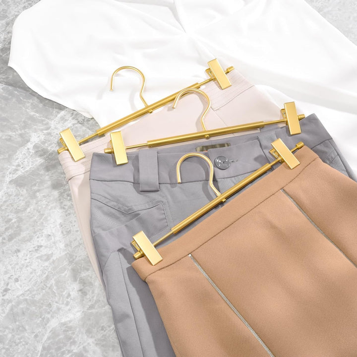 Amber Home 20 Stück 31cm Matt Gold Eisen Kleiderbügel, Leichte Aluminum Metall Hosenbügel Aufhänger