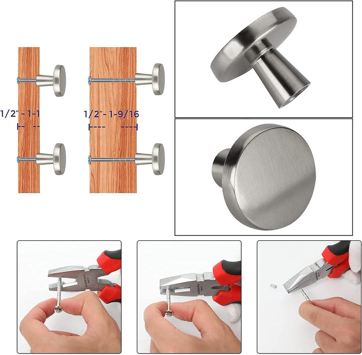 LONTAN 20 Stück Möbelknöpfe edelstahl Schrankknöpfe Rund Knöpfe Schrank Silber Schubladenknöpfe Möbe