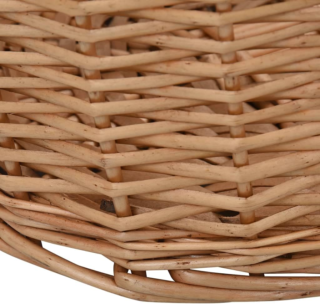 Premium Kaminholzkorb gross XXL Weide oval geflochten | Feuerholzkorb 80 cm mit praktischen Griffen