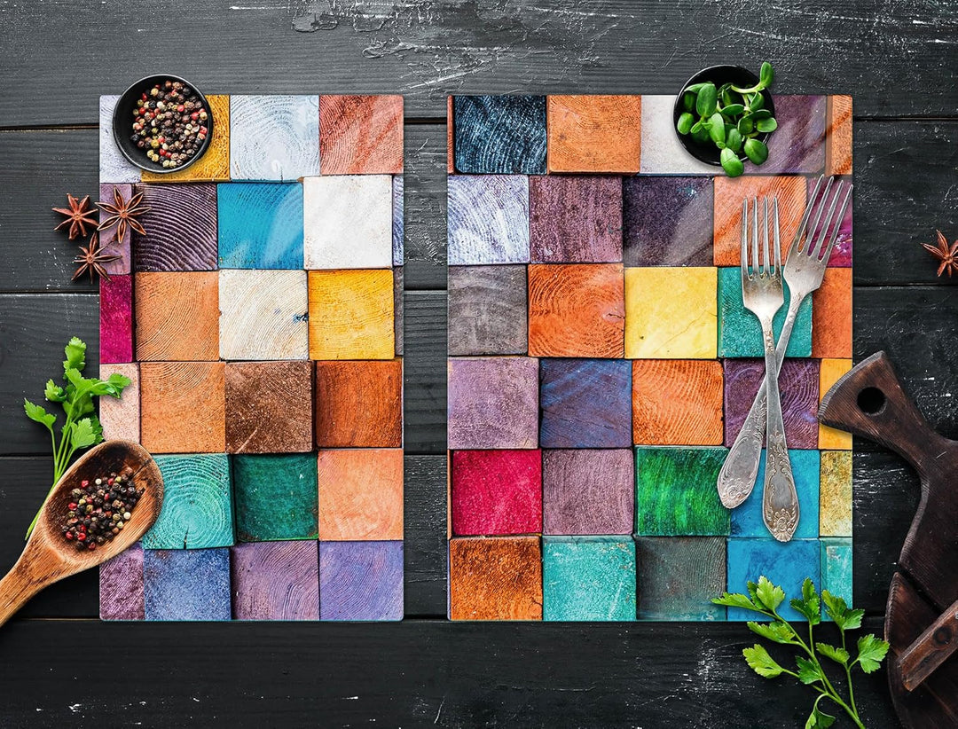TMK ArtDeko Herdabdeckplatte 2 Teilig 30x52 + 40x52 cm - Spritzschutz Herdabdeckung – Herdschutz aus