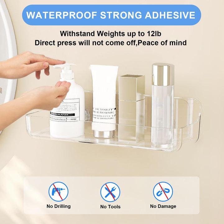 Diesisa 2 Stück Duschablage Ohne Bohren, Duschregal Wandmontage, Shampoo Halterung für Dusche, Dusch