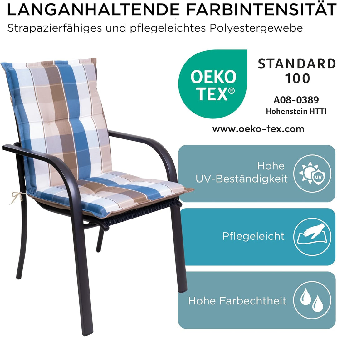 Gartenstuhlauflagen Niedriglehner I Extra Dicke Sitzauflagen I Made in Europe I Stuhlauflagen für Ni