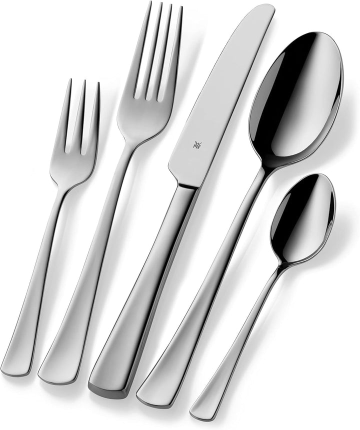 WMF Denver Edelstahl Besteck Set 6 Personen, Essbesteck Set 30 teilig, Monobloc-Messer, Cromargan Ed