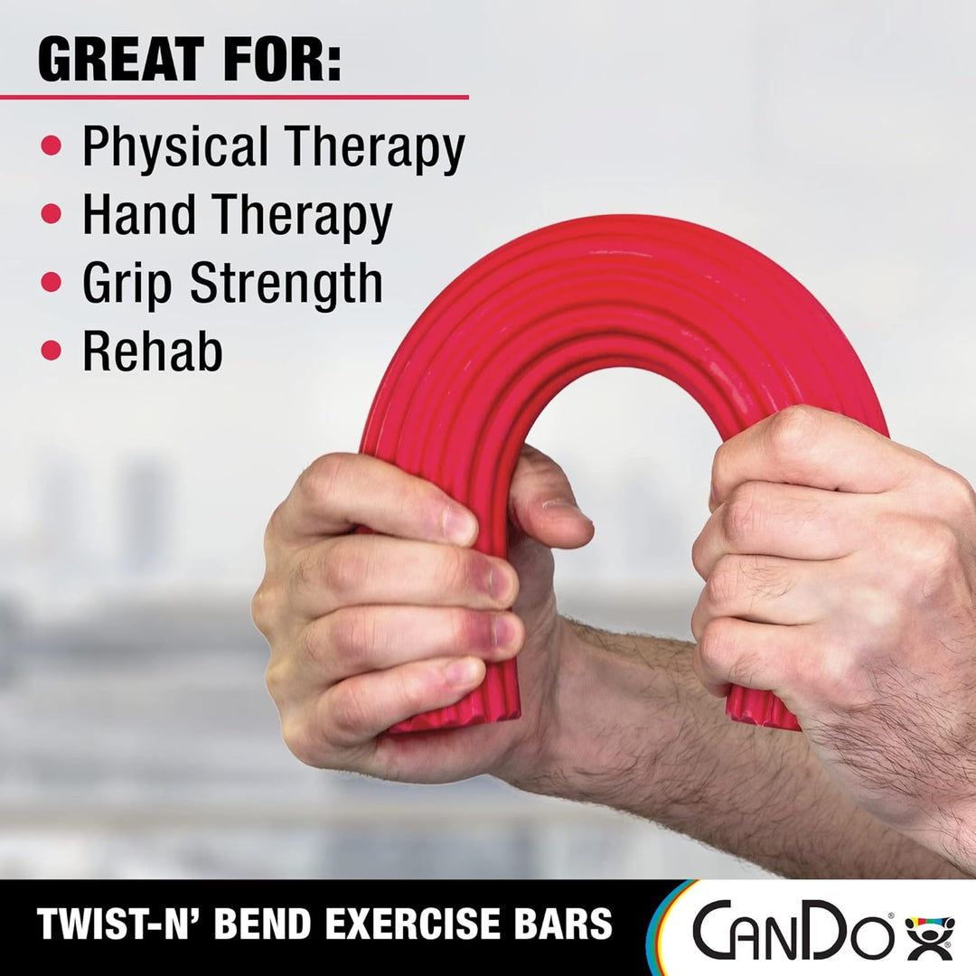 CanDo Hand- und Fingertrainer Twist-n-Bend, Flexibler Übungsstab, Trainingsstab, rot (leicht), 10-15