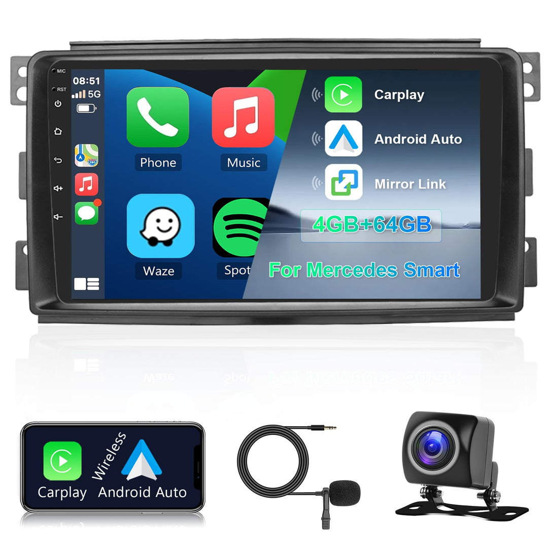 Hodozzy 8 Core 4G+64G Autoradio für Mercedes-Benz Smart Fortwo 451 2005-2010 Android 9 Zoll IPS Bild
