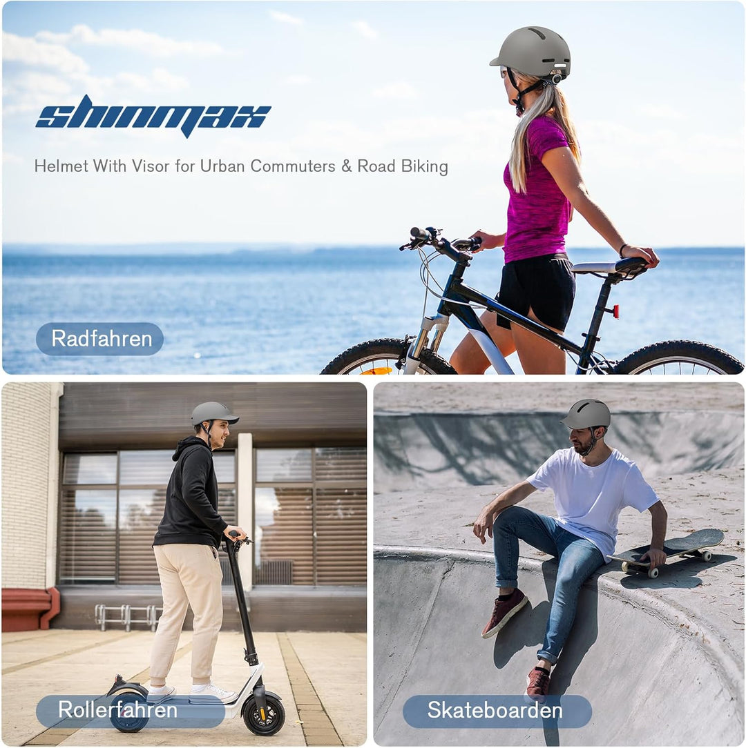 Shinmax Fahrradhelm für Damen und Herren, Einstellbarer Helm mit Visier & Sonnenschutz, Leicht & Bel